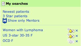 Saved Searches at PatientsLikeMe