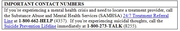 Important Phone Numbers to Have on Hand in the Event of Mental Health Crisis
